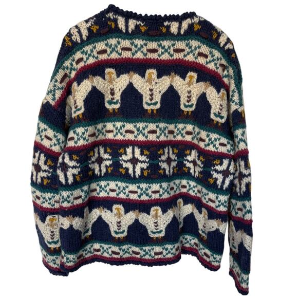 Express Tricot Vintage Chunky Handknit Wool Cardigan with Wood Buttons size M/L - Picture 3 of 13